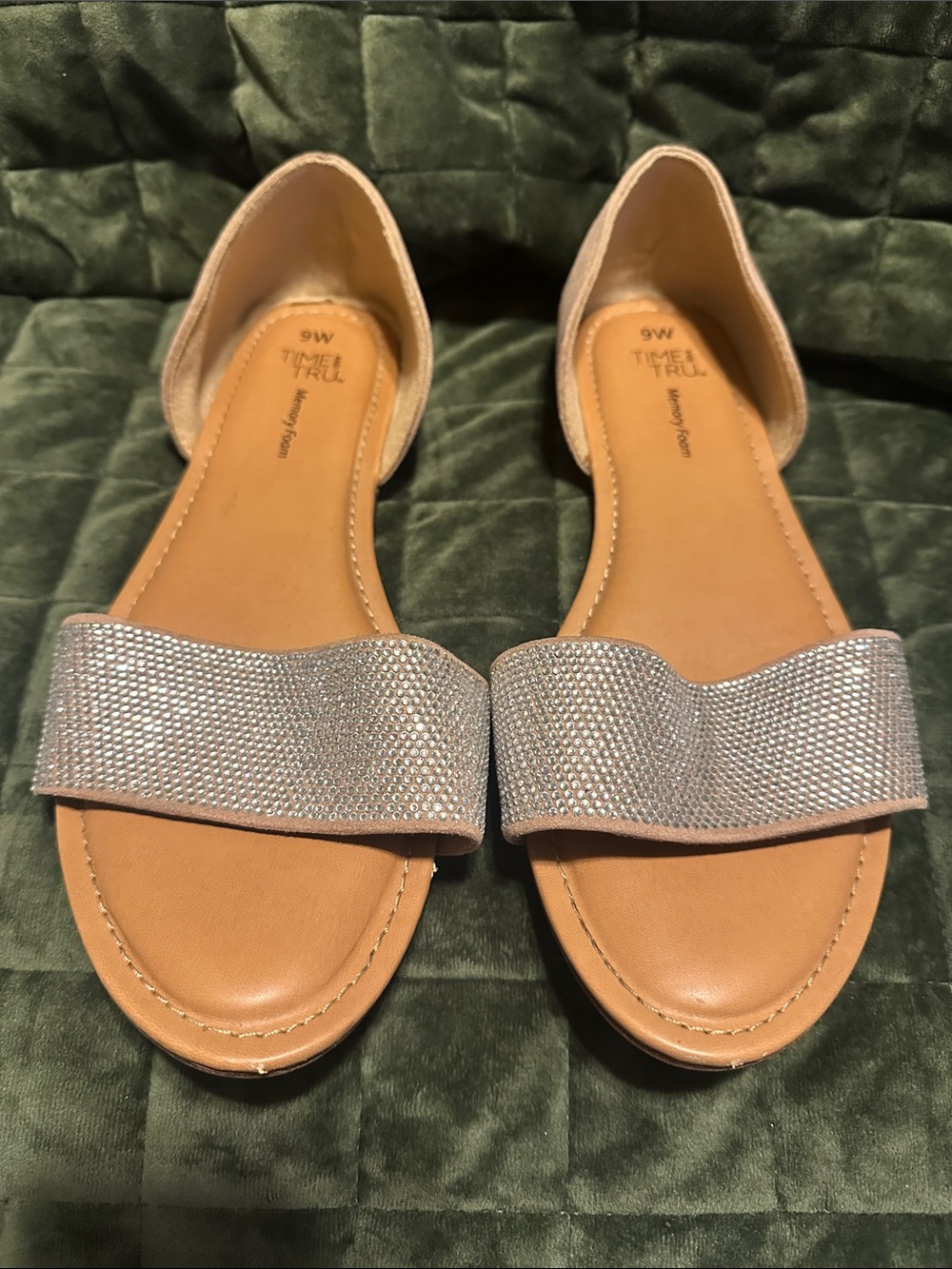 Time and Tru Silver Sparkle D'Orsay Sandals